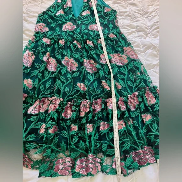 Belle Badgley Mischka Green Pink Sundress - Picture 11 of 11